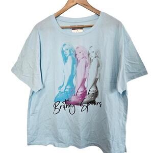 Britney Spears T-Shirt Womens XL Blue Short Sleeve Band Tee Pop Music Y2K Soft